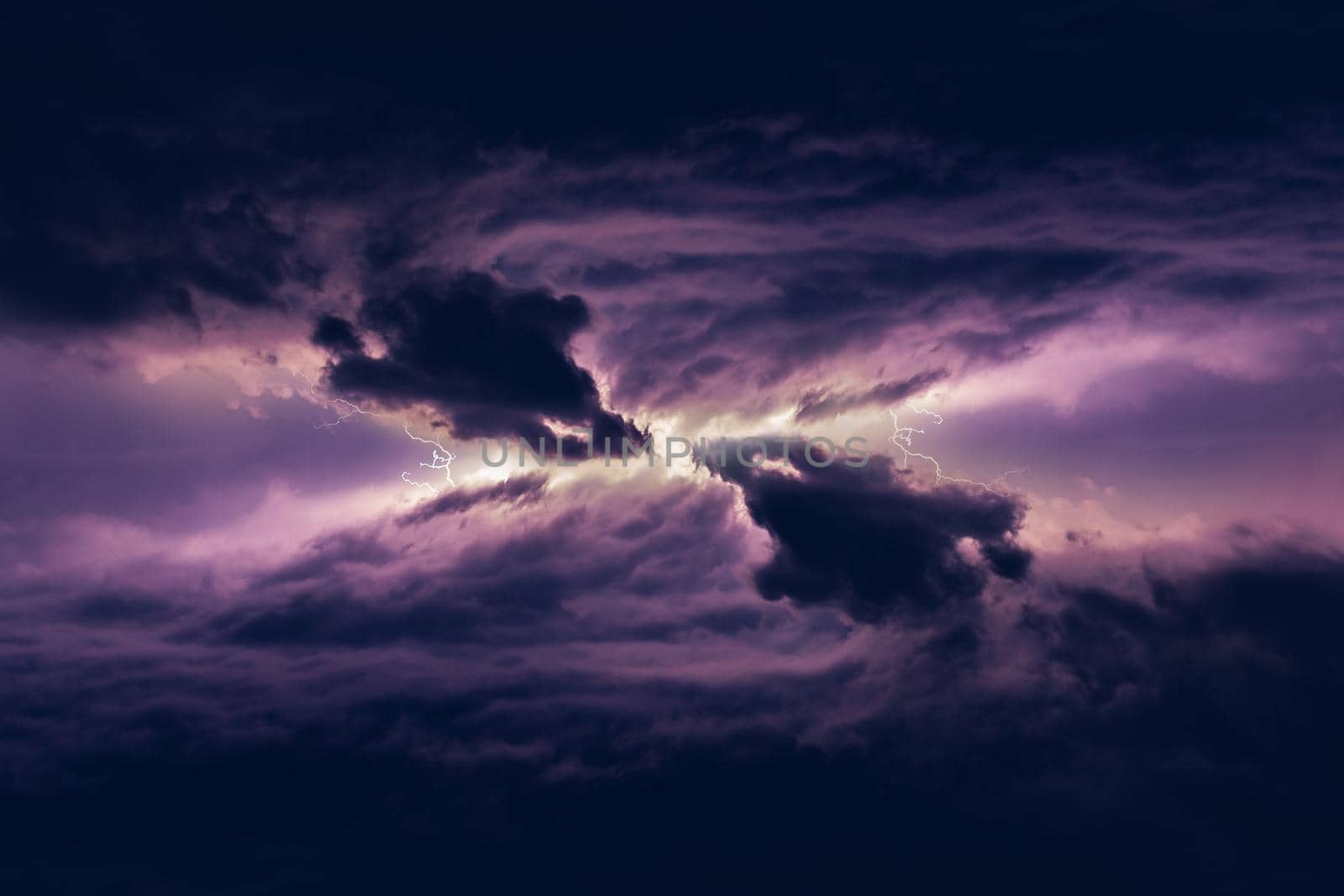 Thunderstorms are massive clouds with thunder and lightning discharges in the sky
