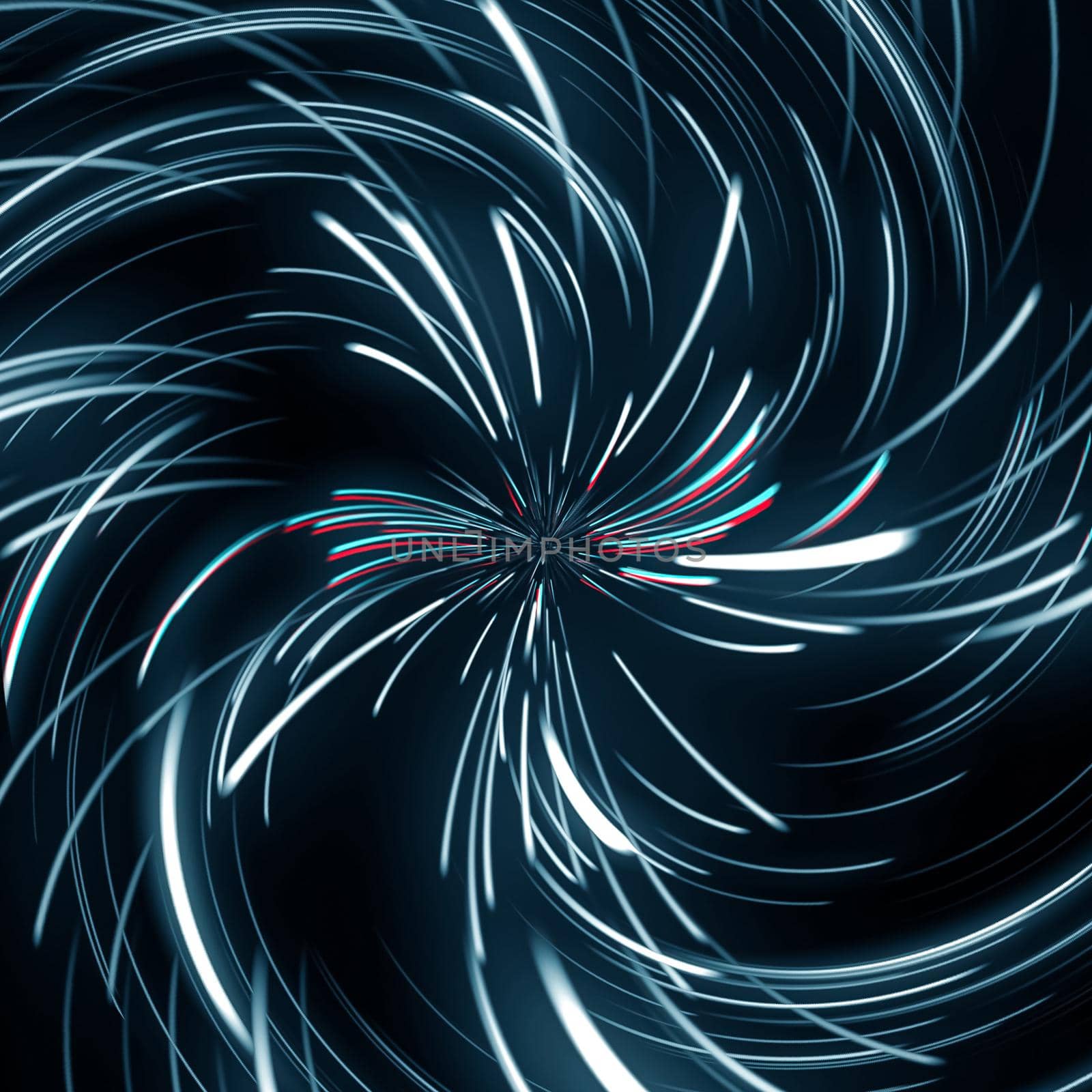 Radial line of randomly moving from the center of the spiral tunnel