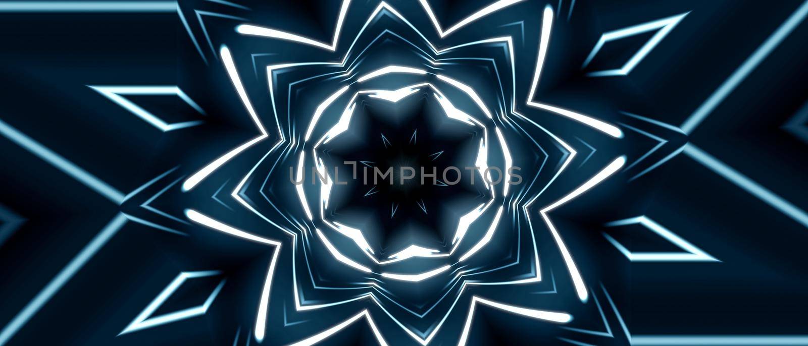 Glowing neon lines creating a tunnel light, modern lighting