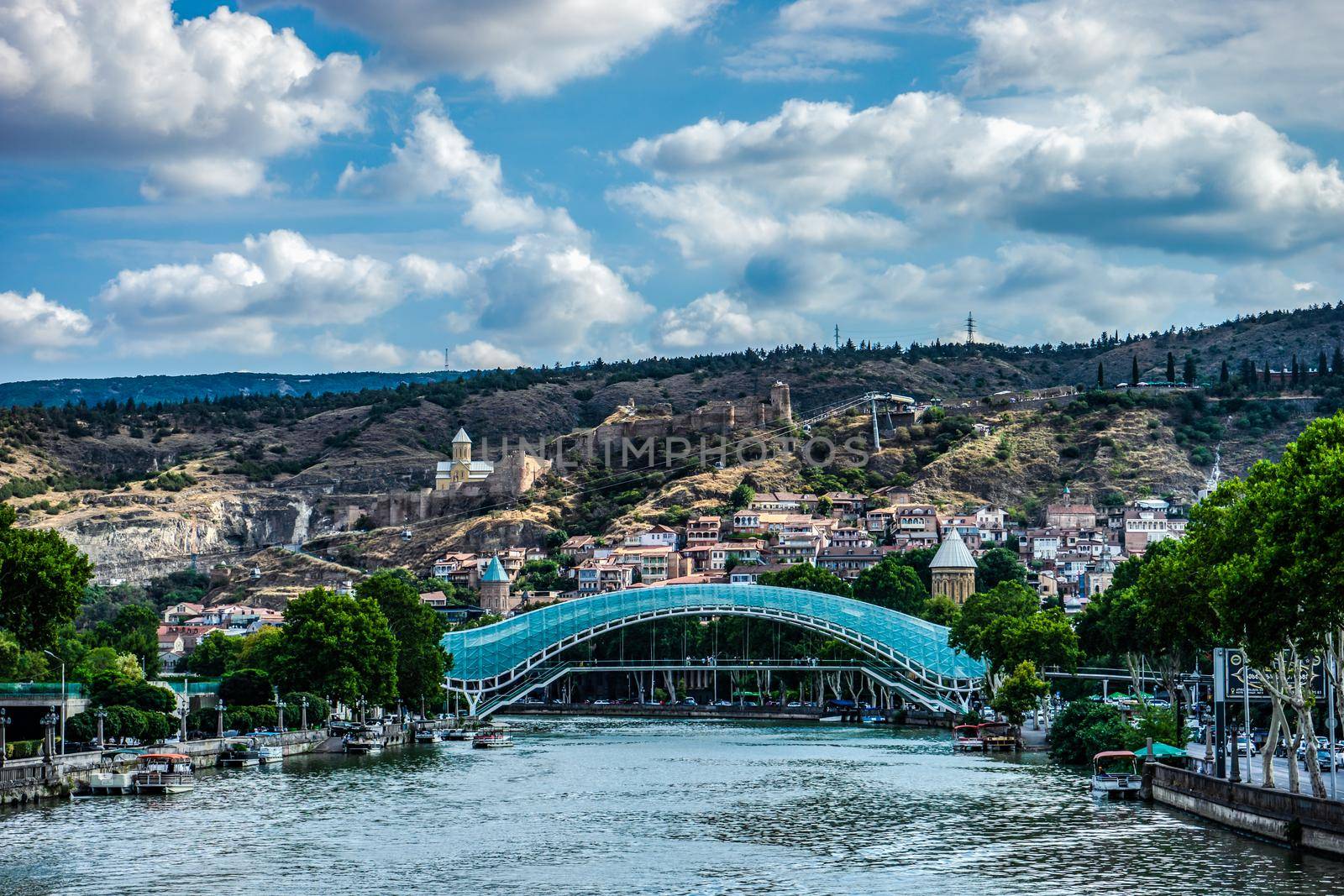 Famous view to Peace Bridge and Narikala castle by Elet