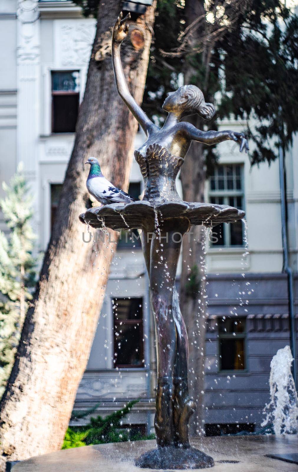 Famous ballet dancer fountain at Tbilisi State Opera House on Rustaveli avenue