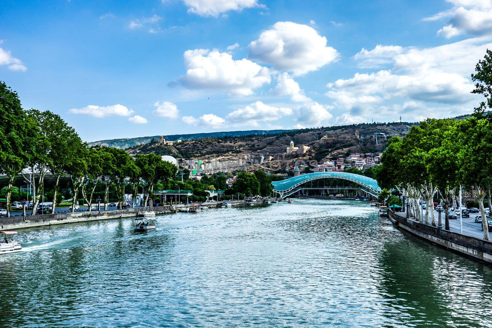 Famous view to Peace Bridge and Narikala castle by Elet