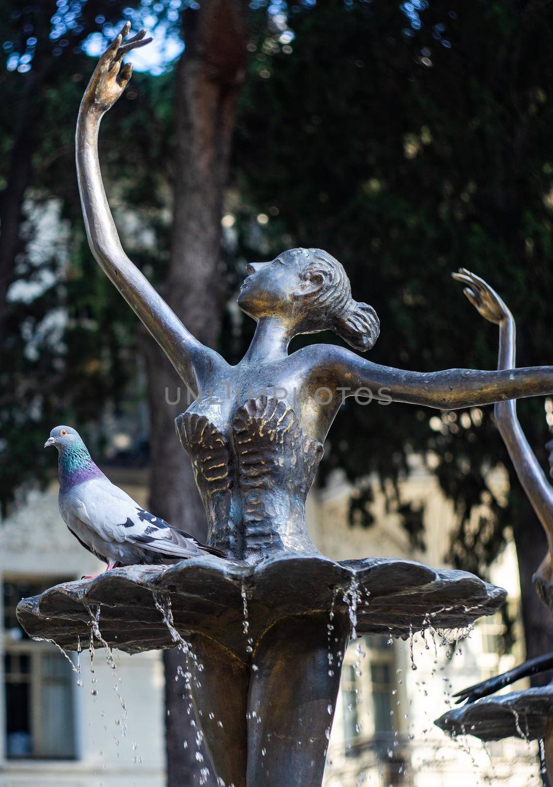 Famous ballet dancer fountain at Tbilisi State Opera House on Rustaveli avenue