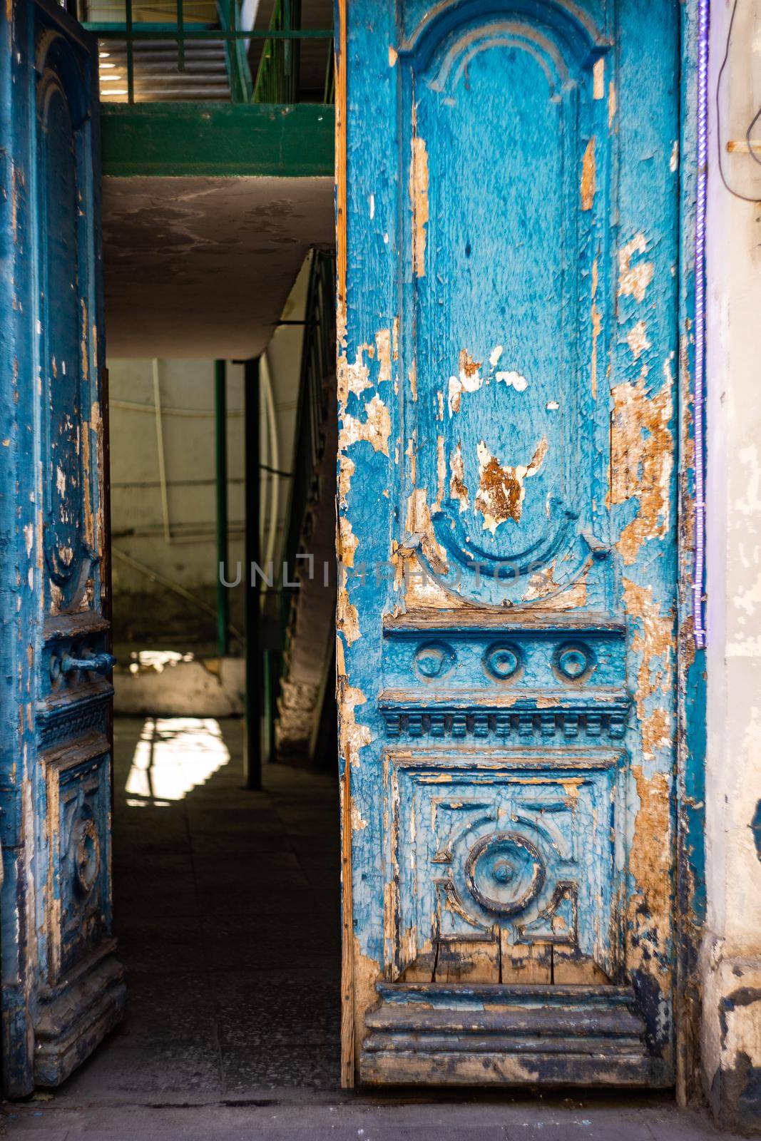 Old door with textured wooden background in Old Tbilisi, capital city of Georgia