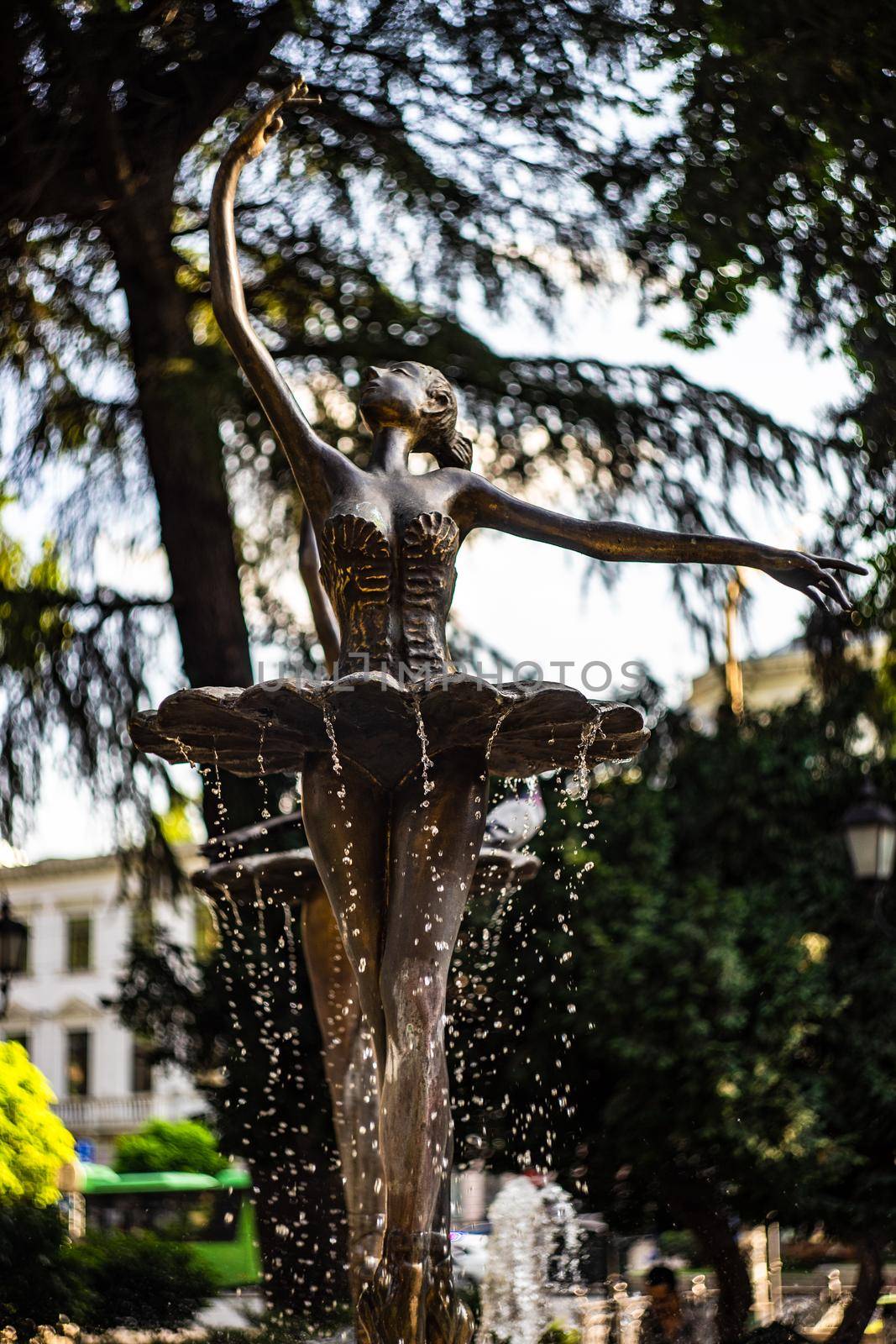 Famous ballet dancer fountain at Tbilisi State Opera House on Rustaveli avenue