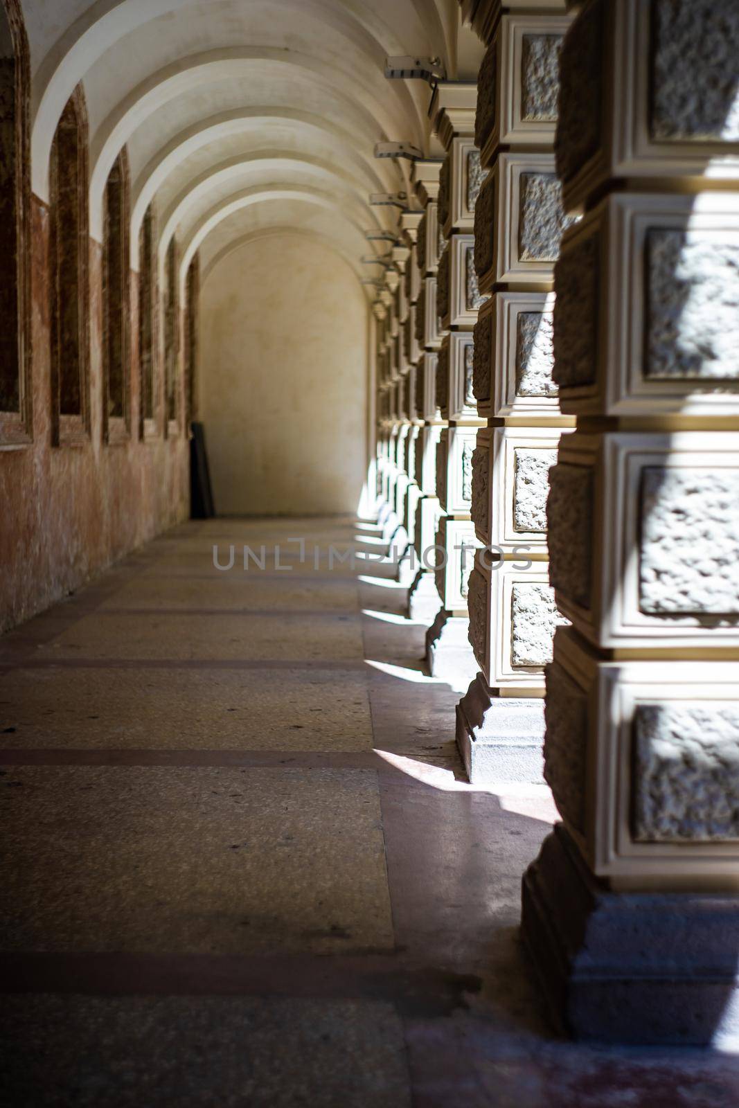 Arches in old restored palace in Tbilisi's downtown, capital city of Georgia