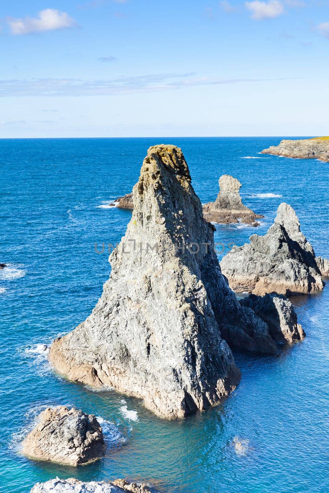 The famous places of the island Belle Ile en Mer, Needles of Port-Coton and the cliffs