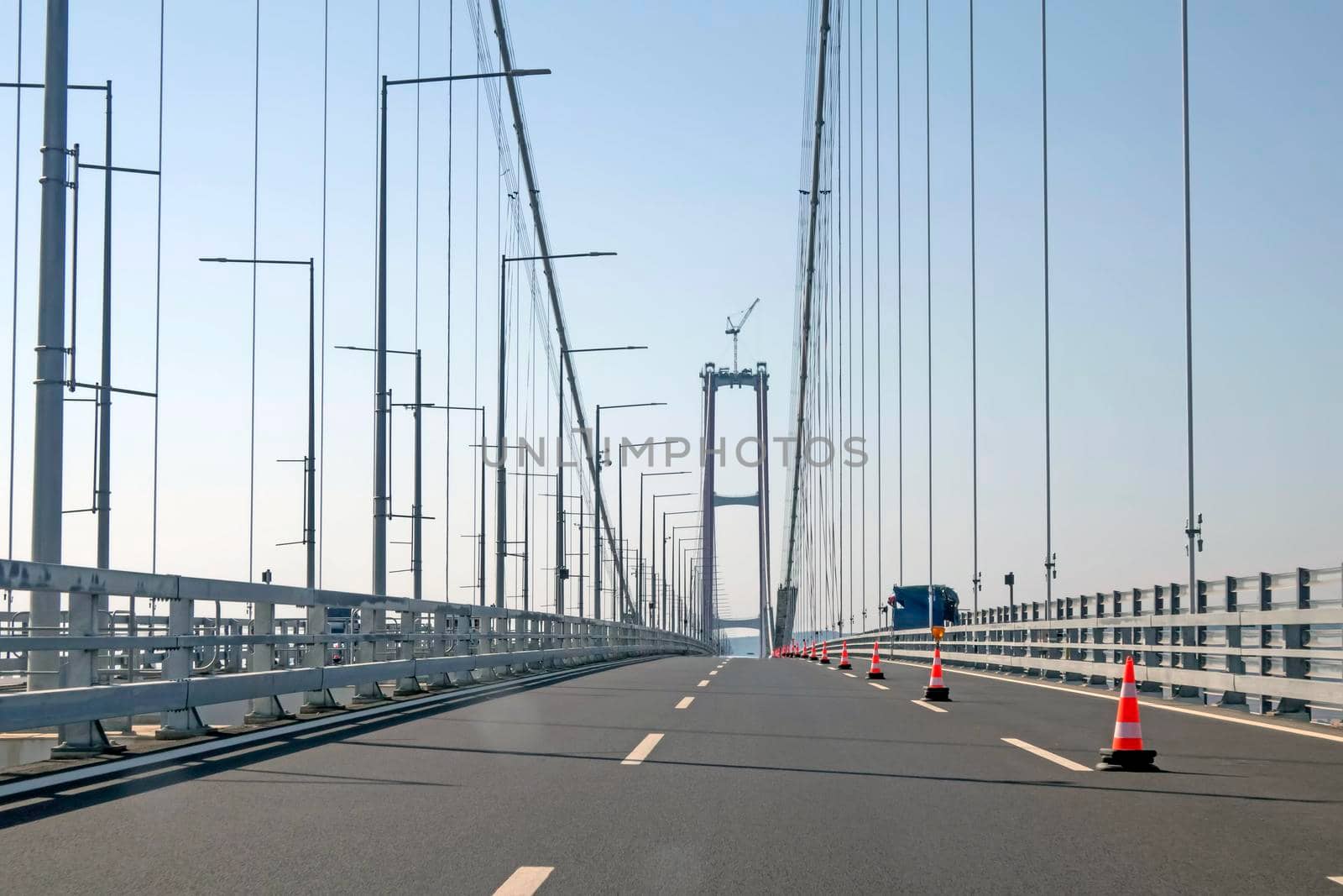 Canakkale,Turkey.August 11, 2022. 1915 Canakkale bridge and highway with its modern architecture are in the Dardanelles,Marmara region,Turkey.