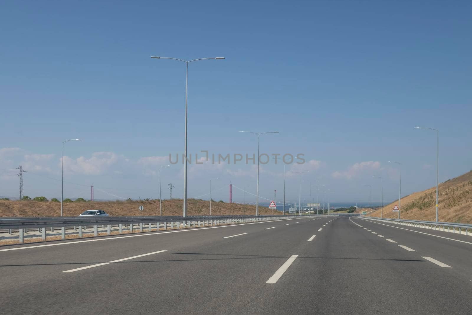 Canakkale,Turkey.August 11, 2022. 1915 Canakkale bridge and highway with its modern architecture are in the Dardanelles,Marmara region,Turkey.