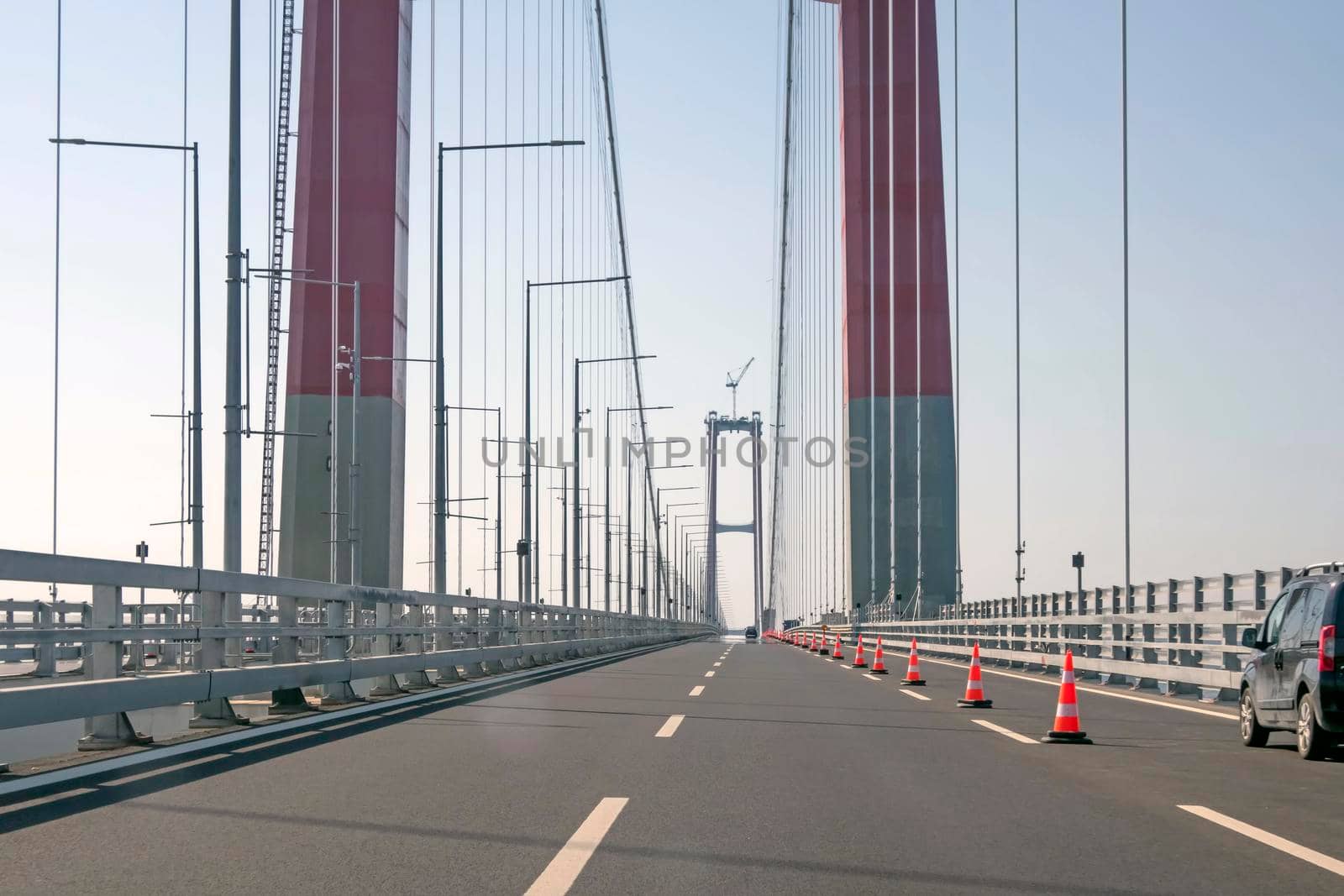 Canakkale,Turkey.August 11, 2022. 1915 Canakkale bridge and highway with its modern architecture are in the Dardanelles,Marmara region,Turkey.