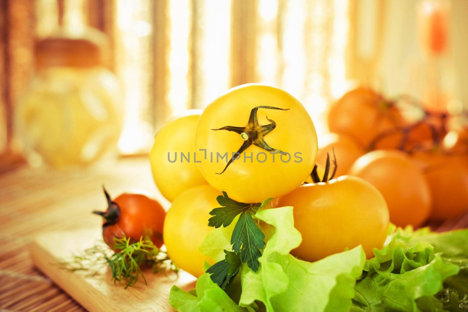 ripe tomatoes - organic vegetables and healthy eating styled concept