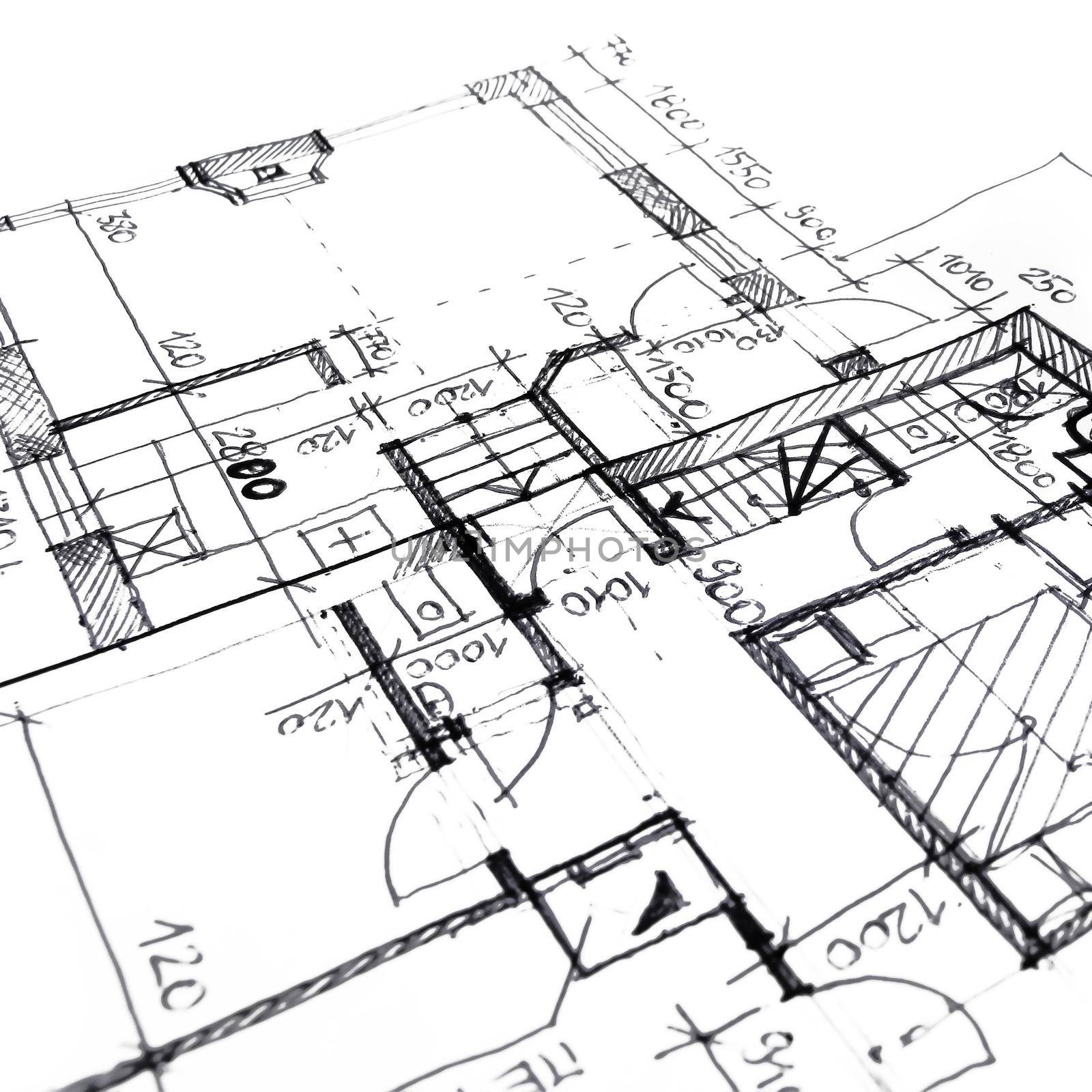 architectural drawing plan of house project - architecture, engineering and real estate styled concept