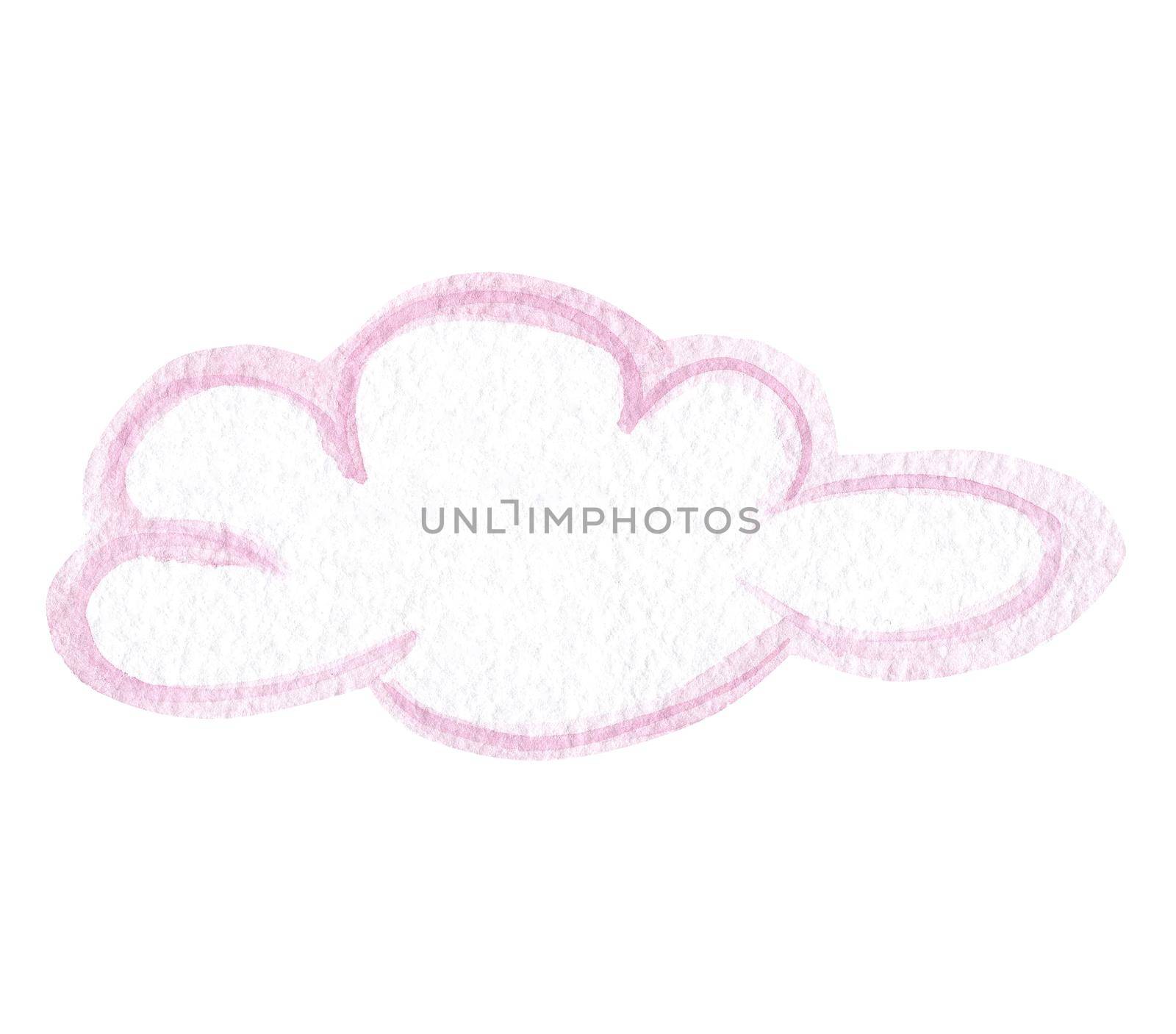 Watercolor pink cloud isolated on white by dreamloud