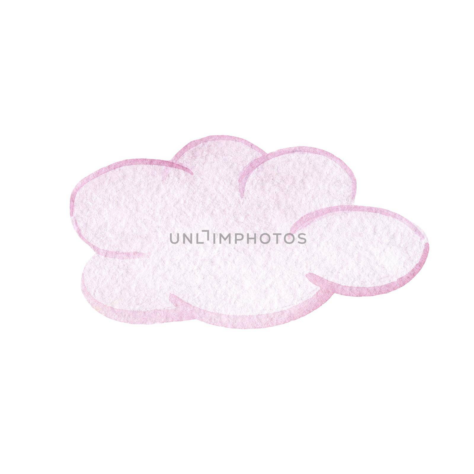 Watercolor pink cloud isolated on white by dreamloud