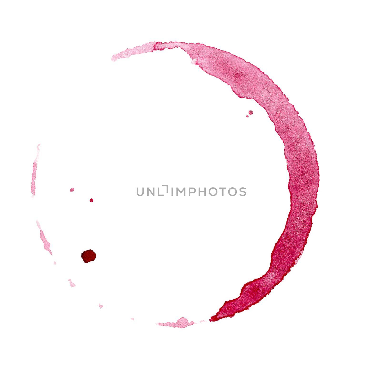 watercolor red wine round stain isolated on white by dreamloud