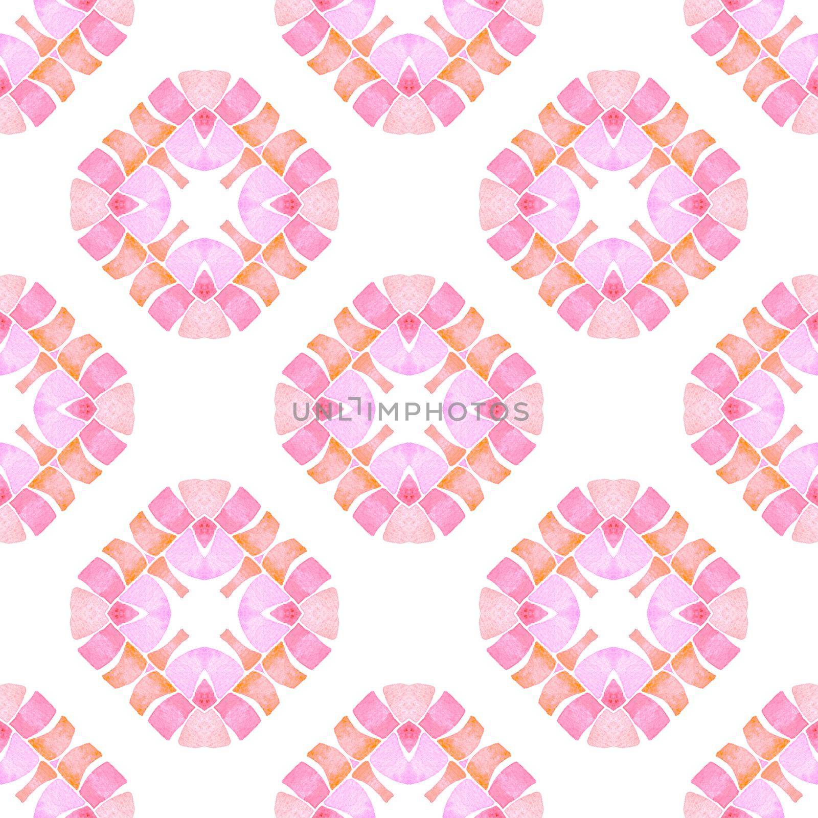 Watercolor summer ethnic border pattern. Orange by beginagain