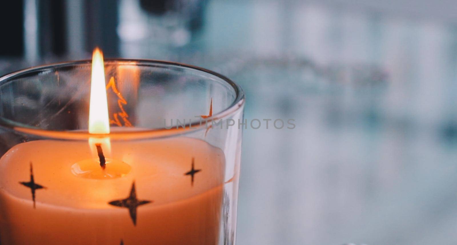 Beautiful holiday candle lights, romantic home decoration