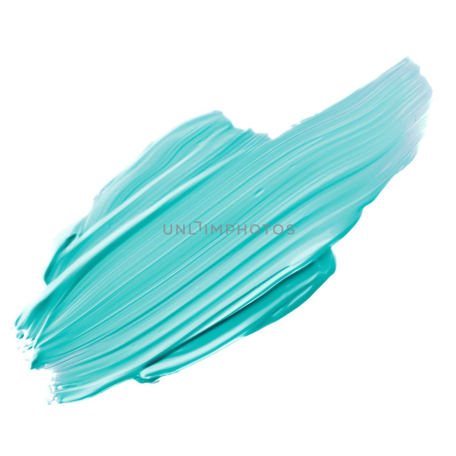 Pastel mint beauty swatch, skincare and makeup cosmetic product sample texture isolated on white background, make-up smudge, cream cosmetics smear or paint brush stroke closeup