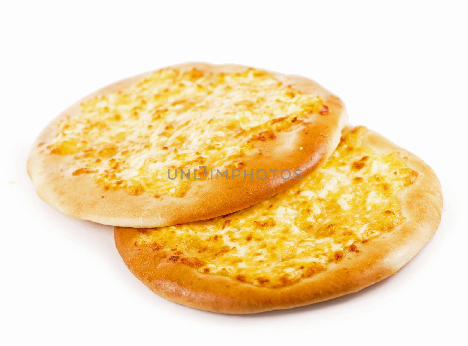 Small homemade four cheese pizza on white by aprilphoto