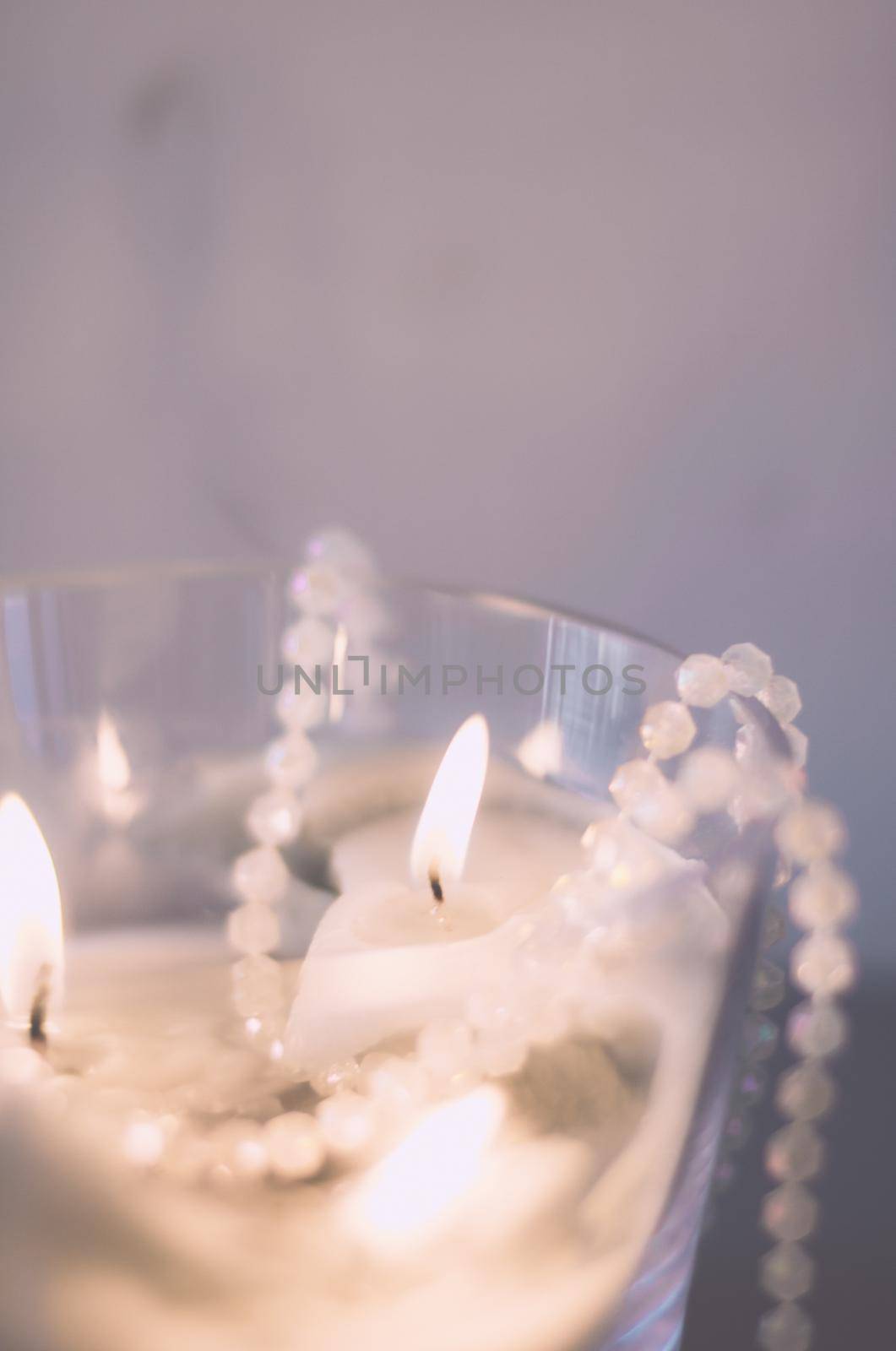 Beautiful holiday candle lights, romantic home decoration
