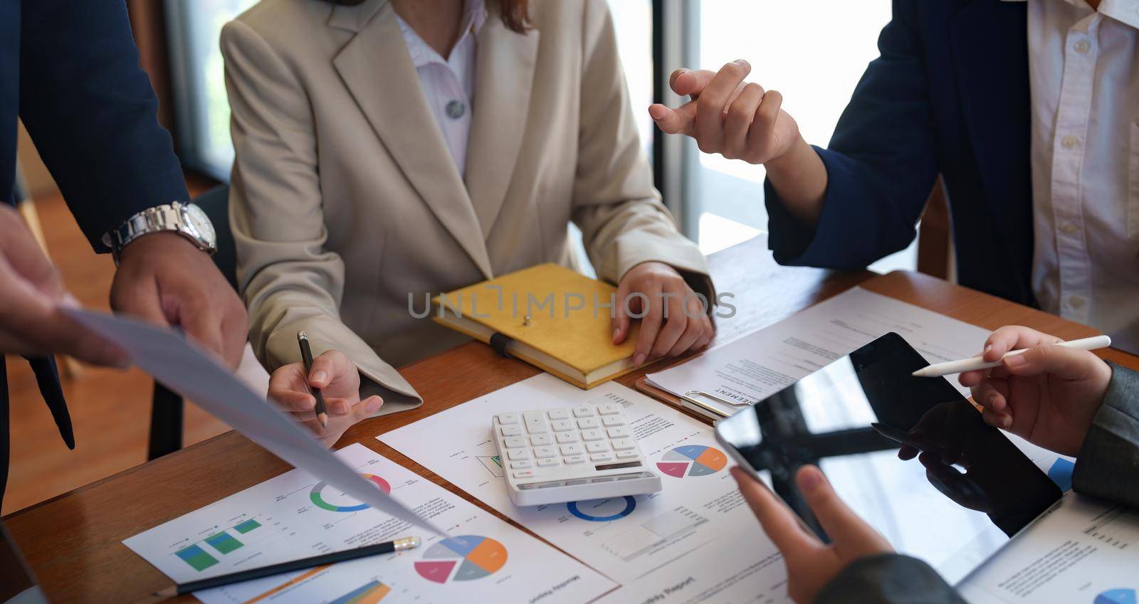 Business People Planning Strategy Analysis from Financial Paperwork Report