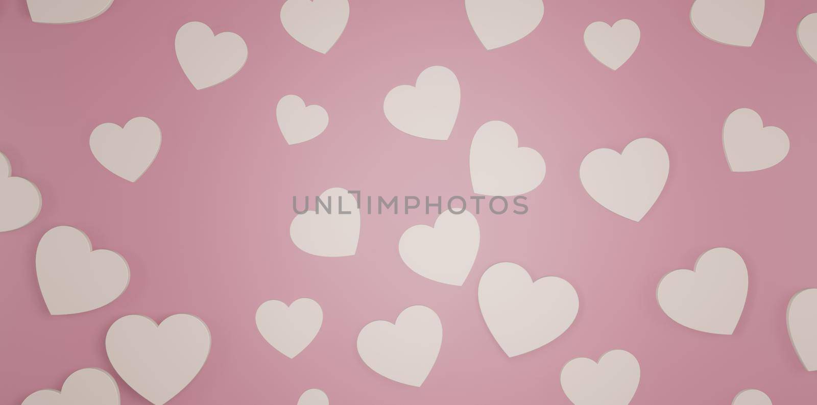 Light Color Hearts Banner Background 3D Illustration by yay_lmrb