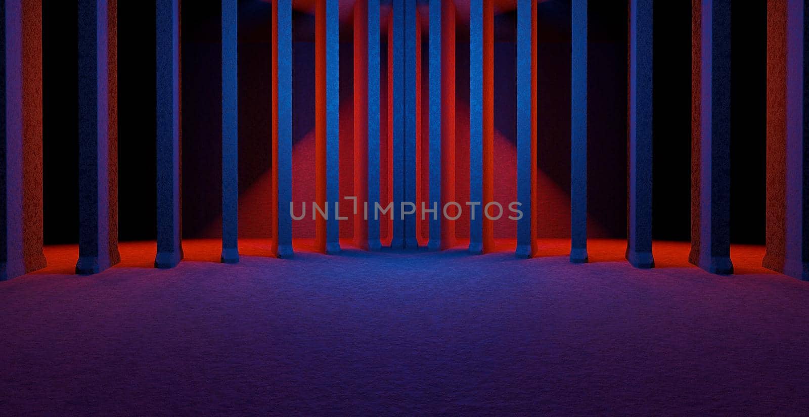 Futuristic Warehouse Studio Showroom Spotlight Banner Background Pedestal Concept For Product Backgrounds Presentation 3D Rendering