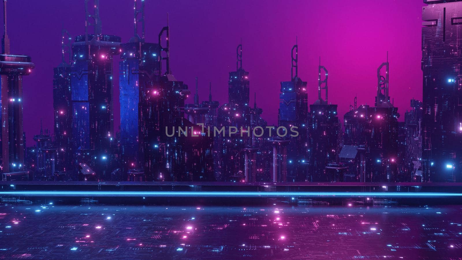 Space Age Concept Purple Dystopian Banner Background 3d Render