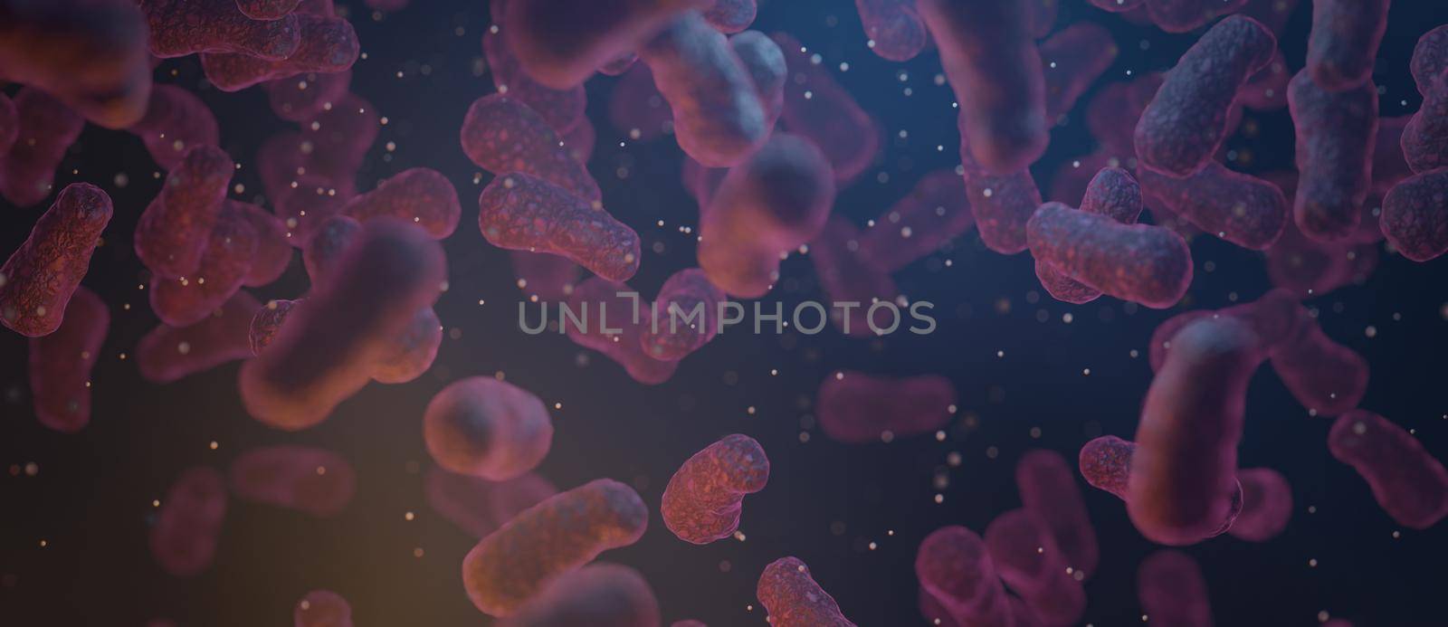 Virus bacteria cells banner background 3D Render