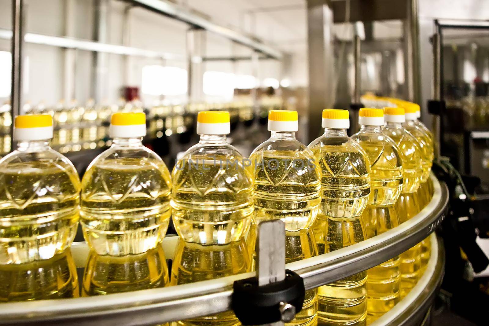 Factory for the production of edible oils. Shallow DOFF. Selective focus. Ukraine