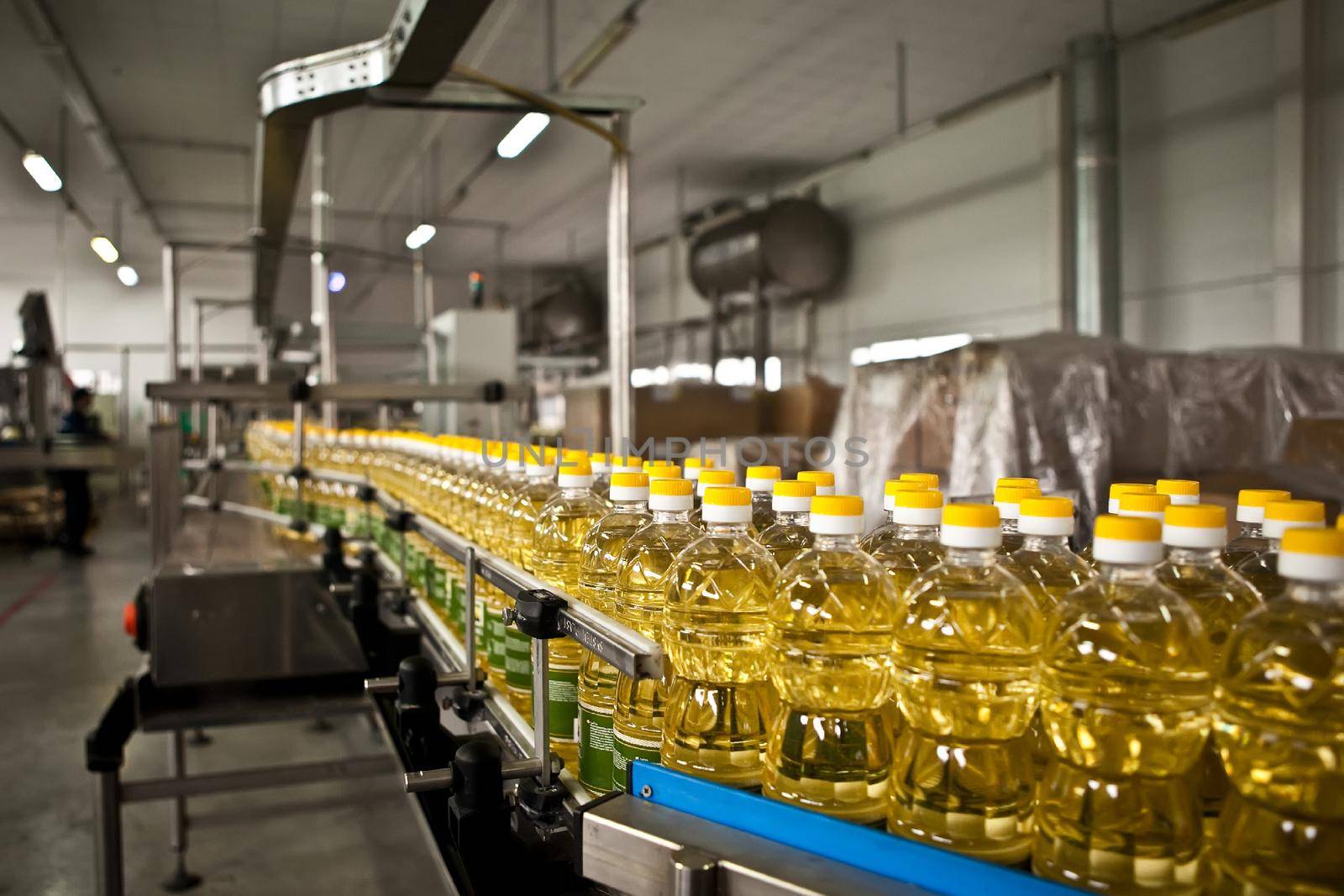 Factory for the production of edible oils. Shallow DOFF. Selective focus. Ukraine