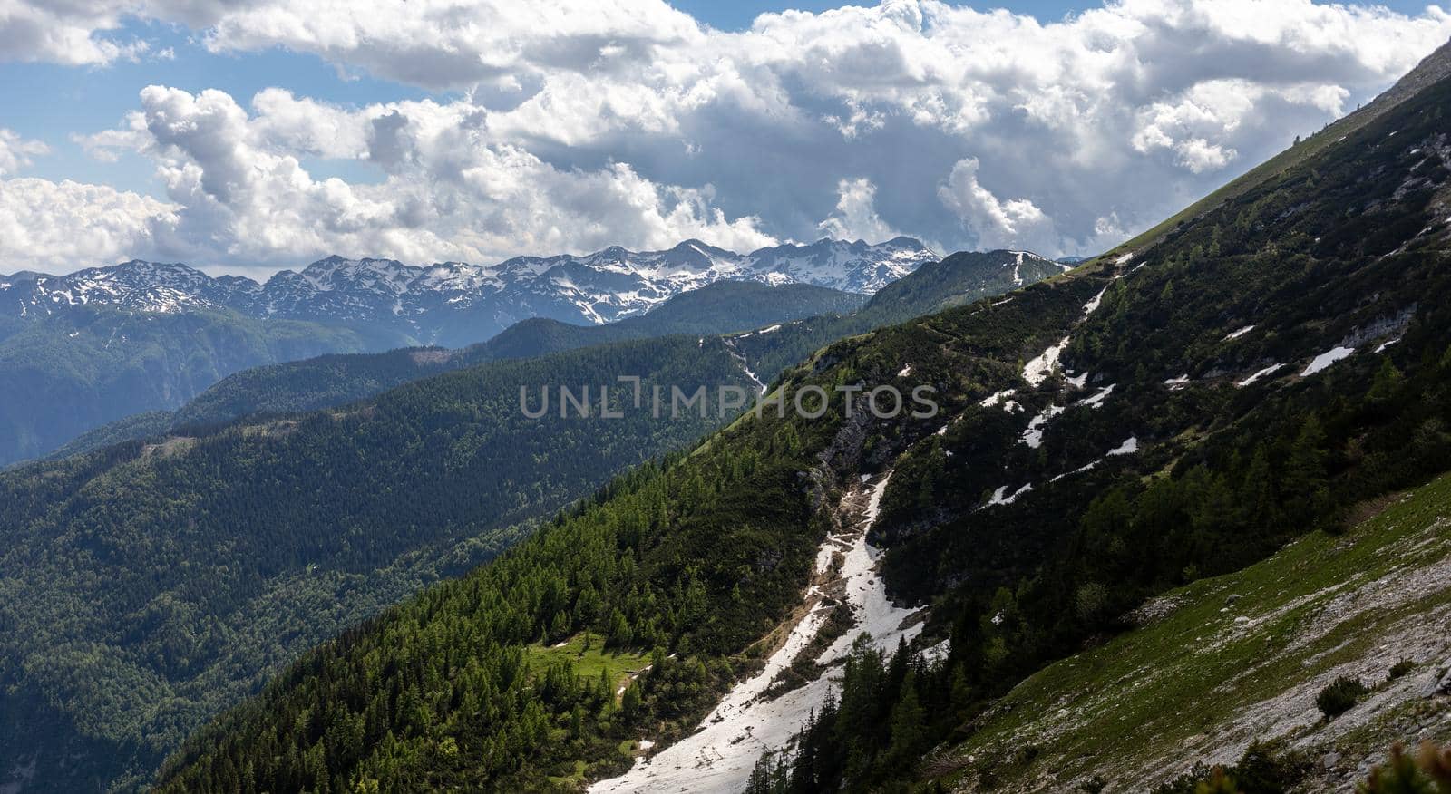 high in the mountains beautiful hiking route. High quality photo