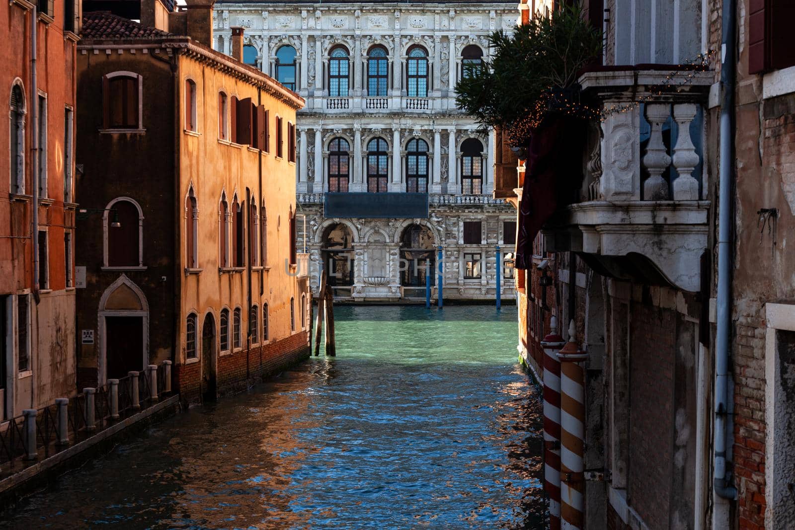 View of the Cà Pesaro, Baroque marble palace facing the Grand Canal of Venice. It's a famous historic building in Venice, Italy