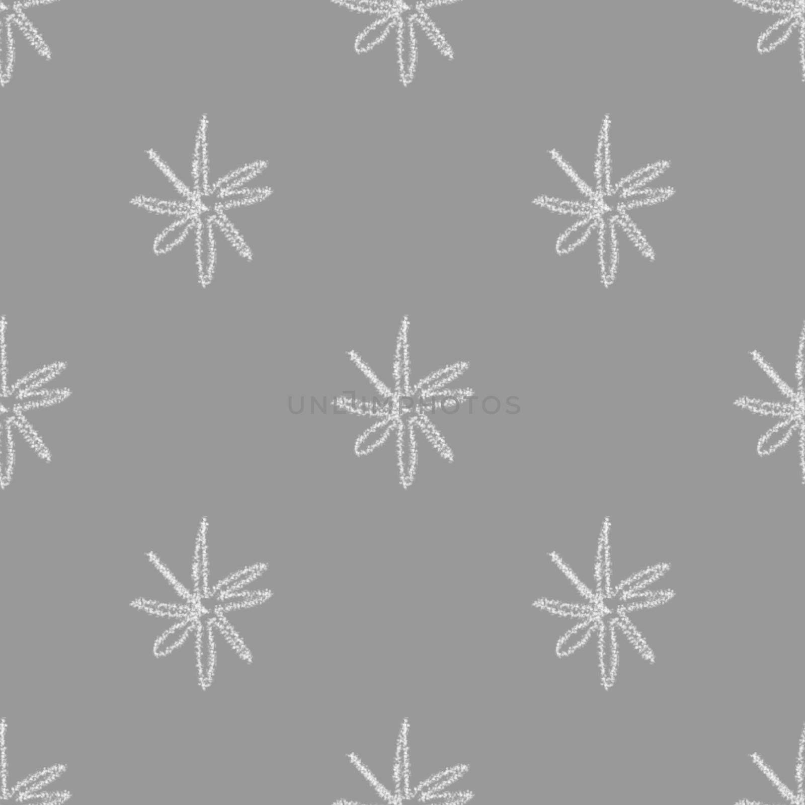 Hand Drawn Snowflakes Christmas Seamless Pattern. Subtle Flying Snow Flakes on chalk snowflakes Background. Beauteous chalk handdrawn snow overlay. Enchanting holiday season decoration.