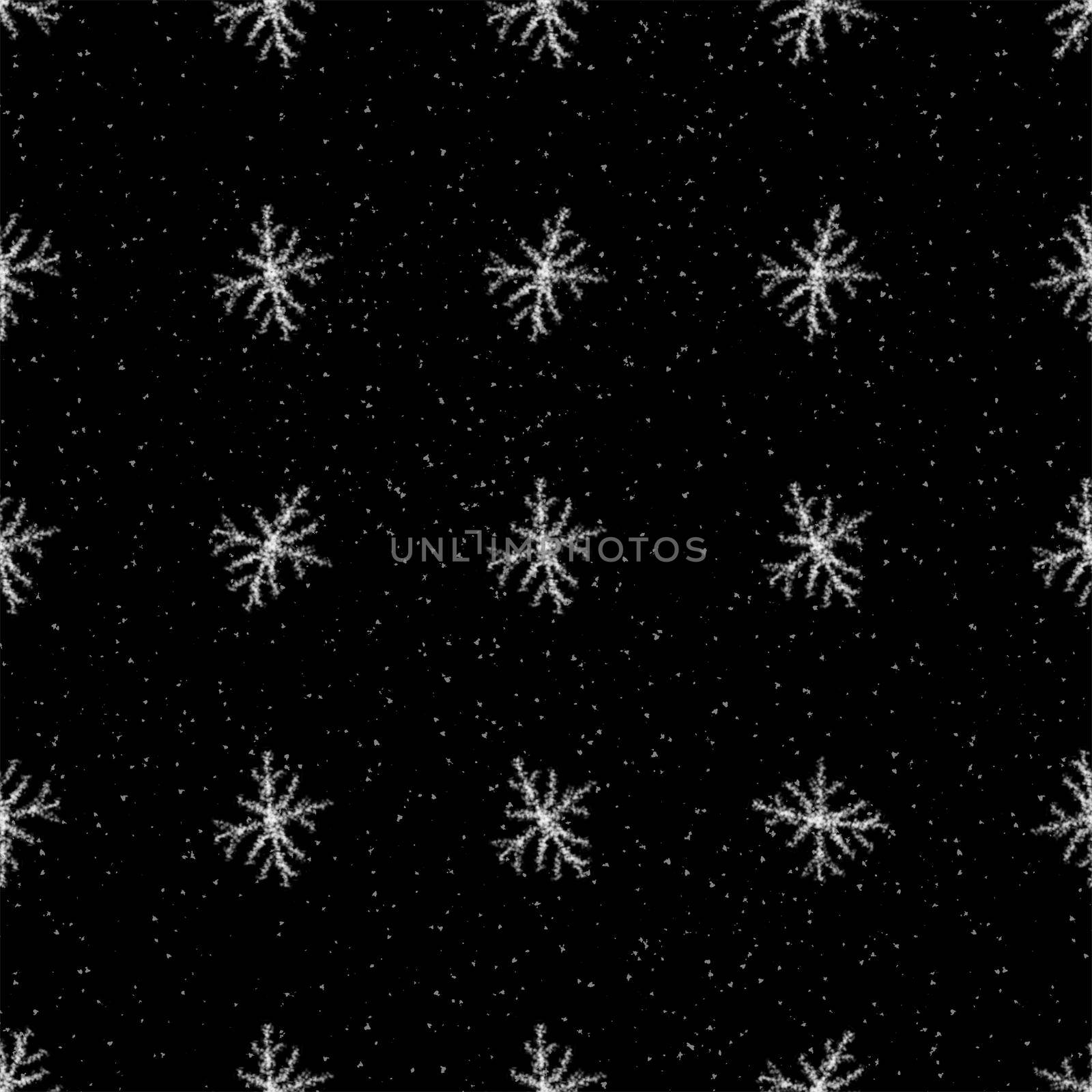 Hand Drawn Snowflakes Christmas Seamless Pattern. Subtle Flying Snow Flakes on chalk snowflakes Background. Attractive chalk handdrawn snow overlay. Perfect holiday season decoration.