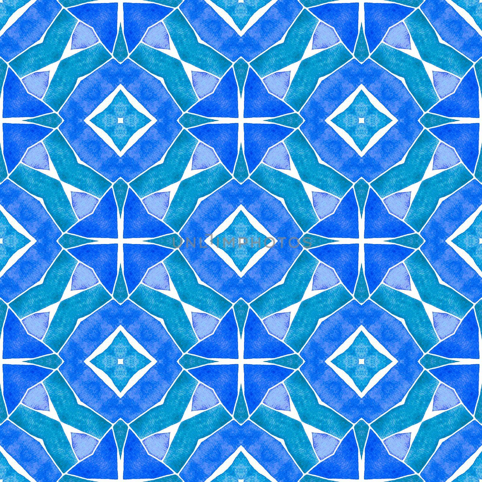 Green geometric chevron watercolor border. Blue by beginagain