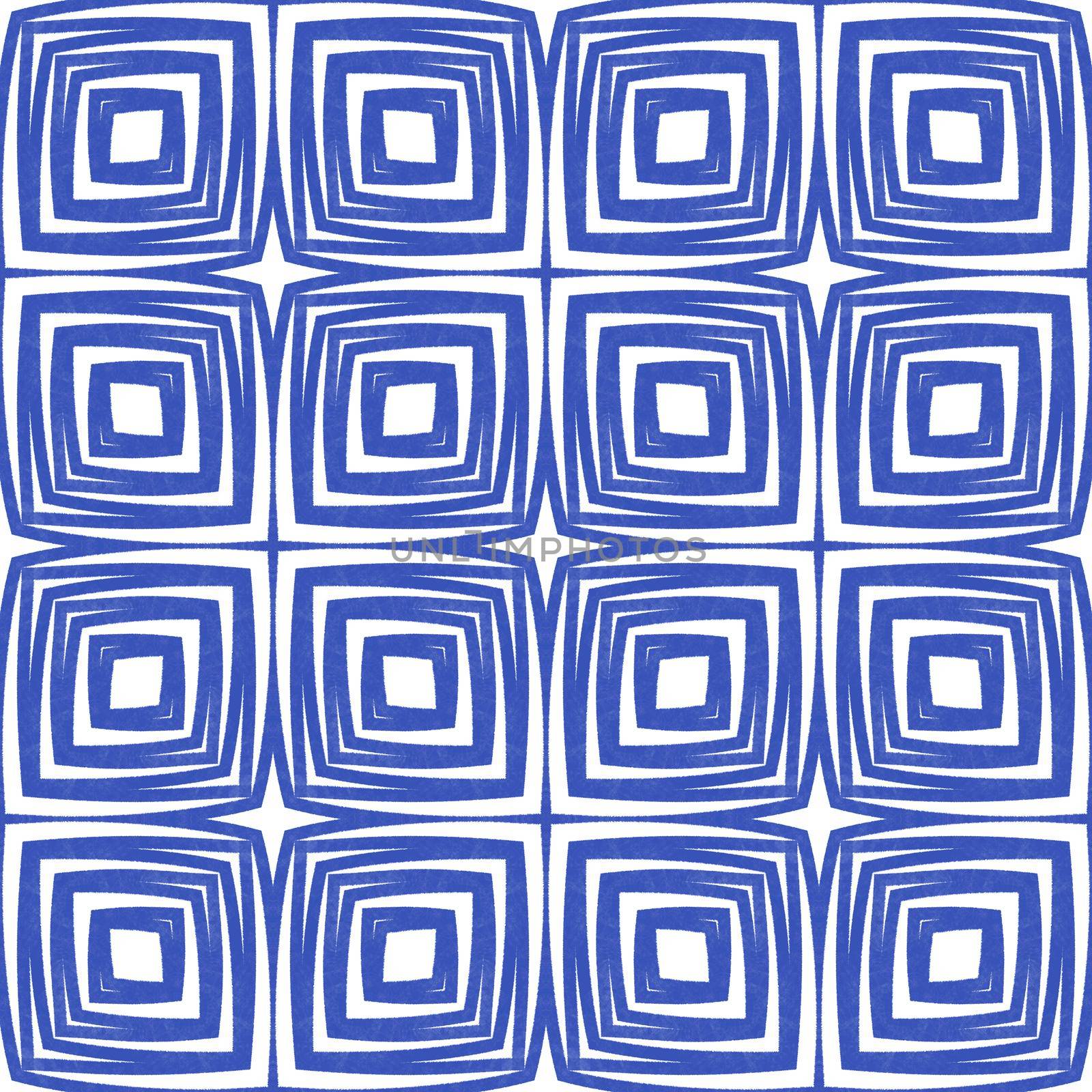 Geometric seamless pattern. Indigo symmetrical by beginagain