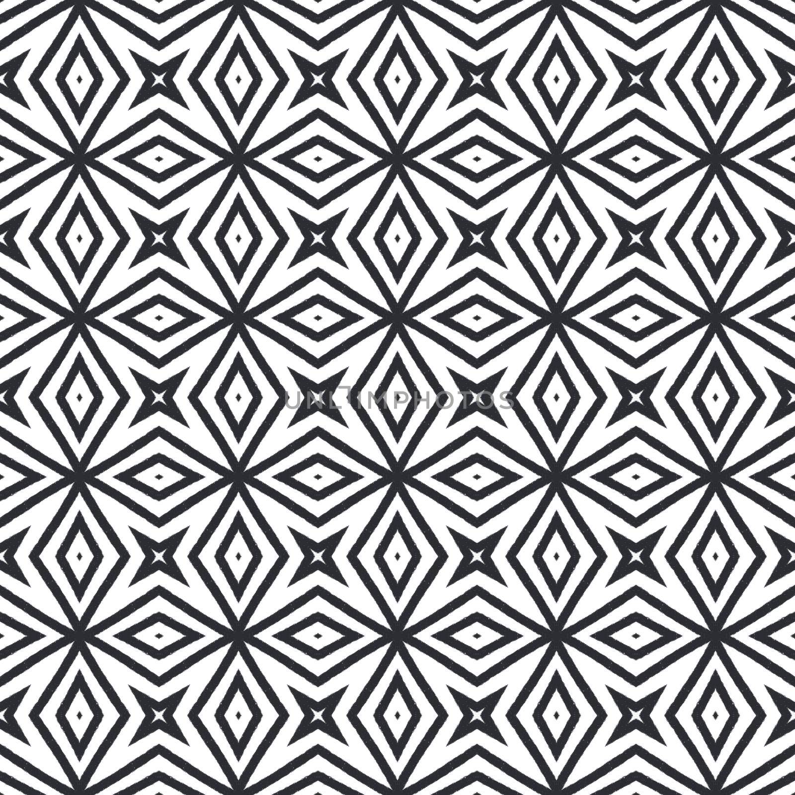 Medallion seamless pattern. Black symmetrical kaleidoscope background. Watercolor medallion seamless tile. Textile ready modern print, swimwear fabric, wallpaper, wrapping.