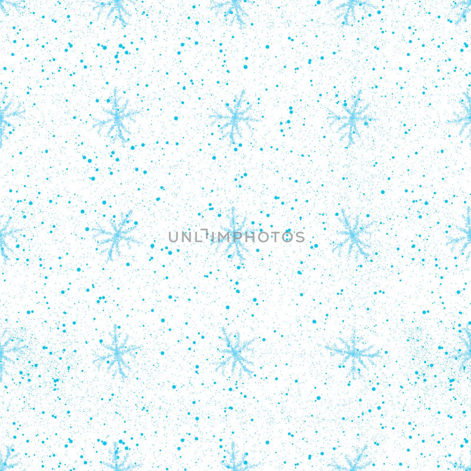 Hand Drawn Snowflakes Christmas Seamless Pattern. Subtle Flying Snow Flakes on chalk snowflakes Background. Alluring chalk handdrawn snow overlay. Posh holiday season decoration.