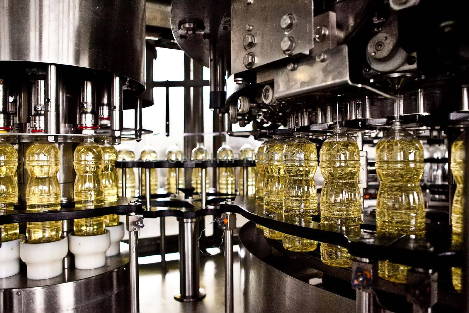 Factory for the production of edible oils. Shallow DOFF. Selective focus. Ukraine