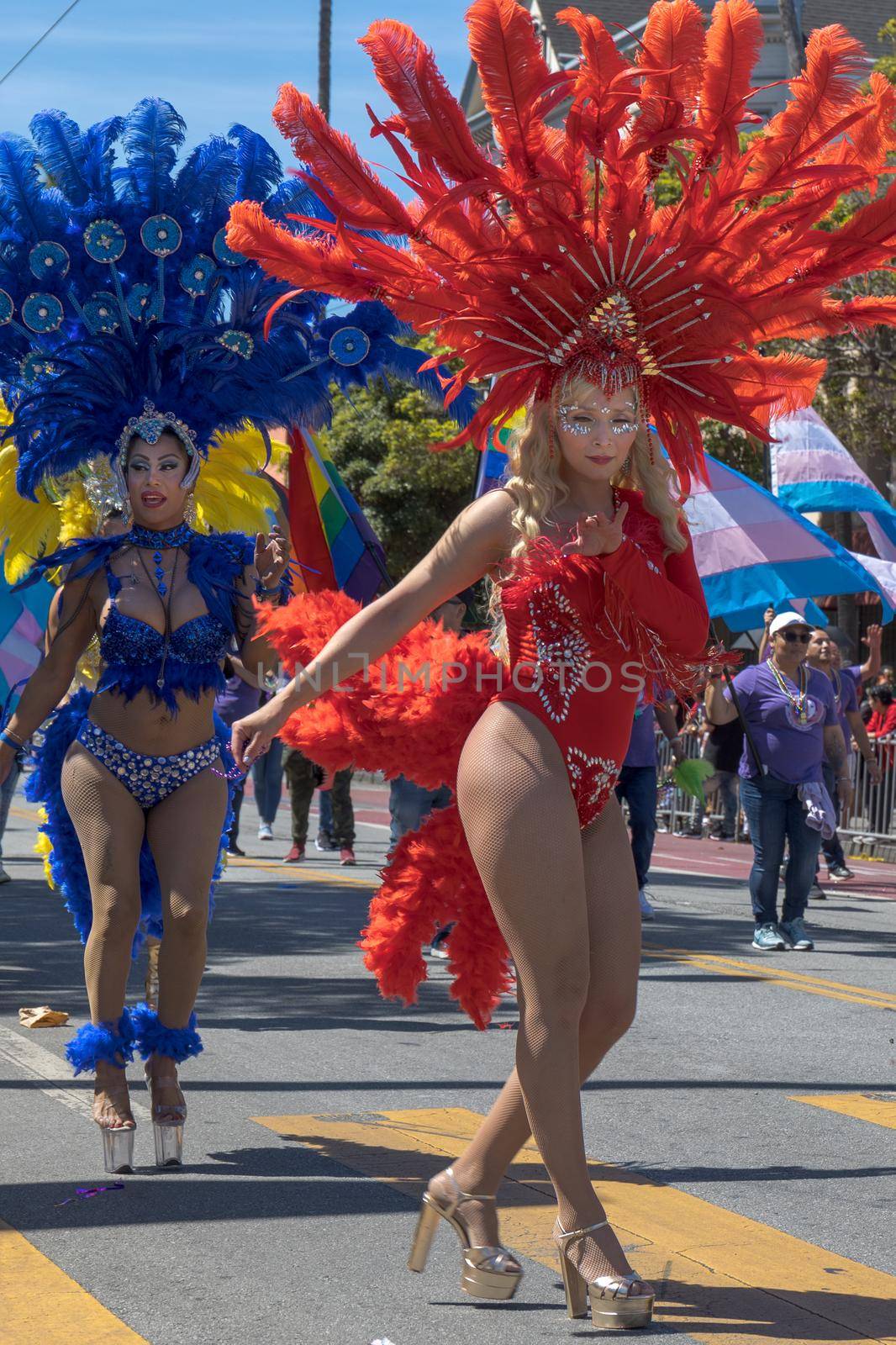 Performers dancing during the 44th Annual Carnaval parade in San Francisco, CA. by timo043850