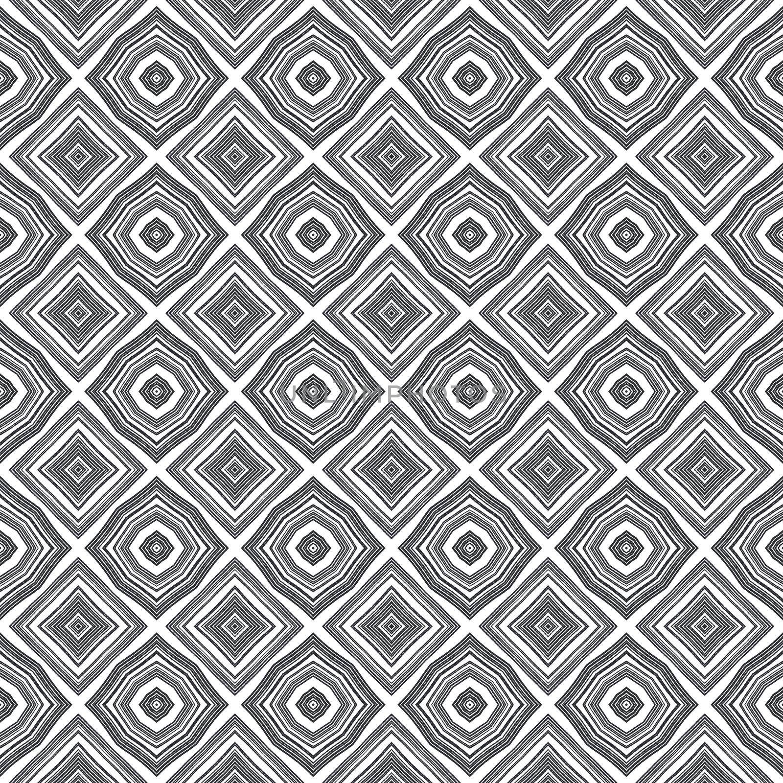 Arabesque hand drawn pattern. Black symmetrical kaleidoscope background. Textile ready artistic print, swimwear fabric, wallpaper, wrapping. Oriental arabesque hand drawn design.