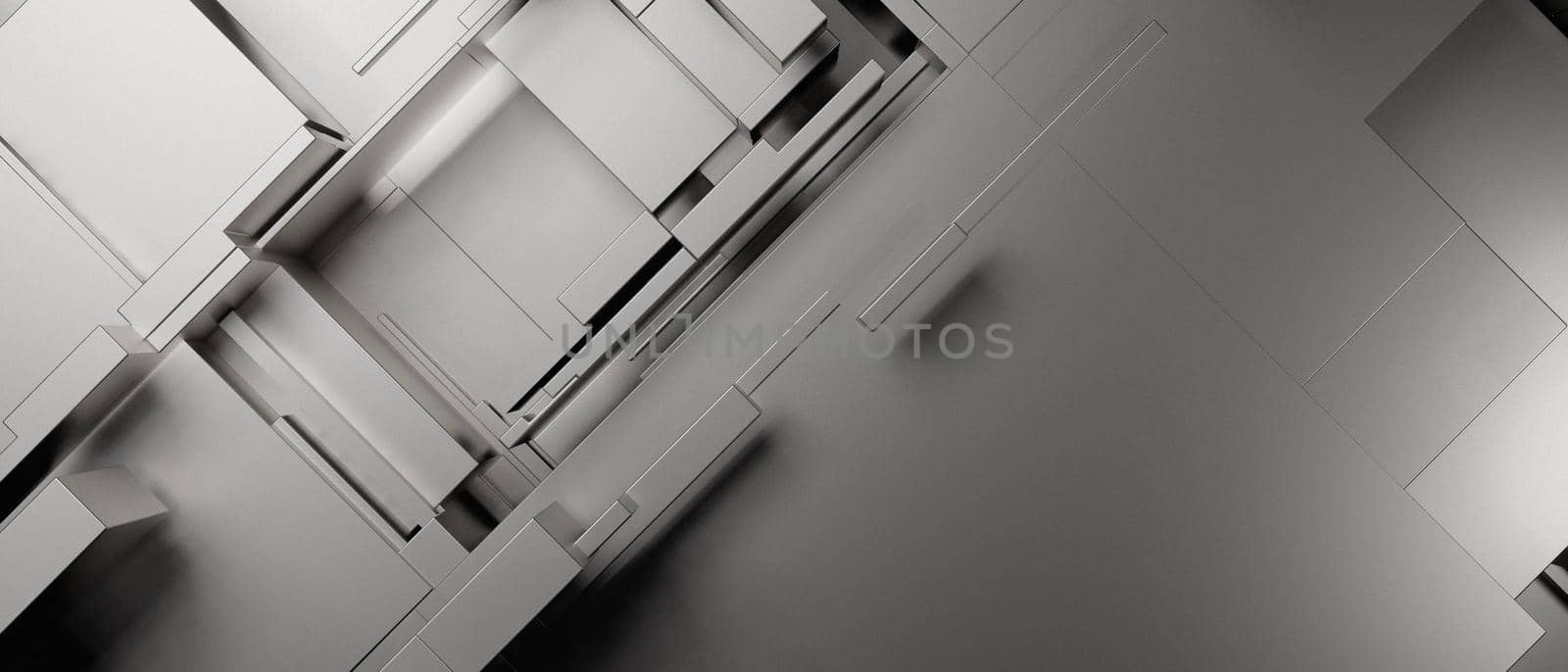 Abstract Elegant Futuristic Block Cubes Grey Abstract Background 3D Illustration
