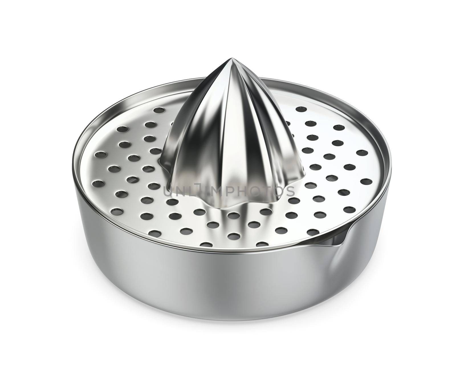 Silver citrus squeezer on white background