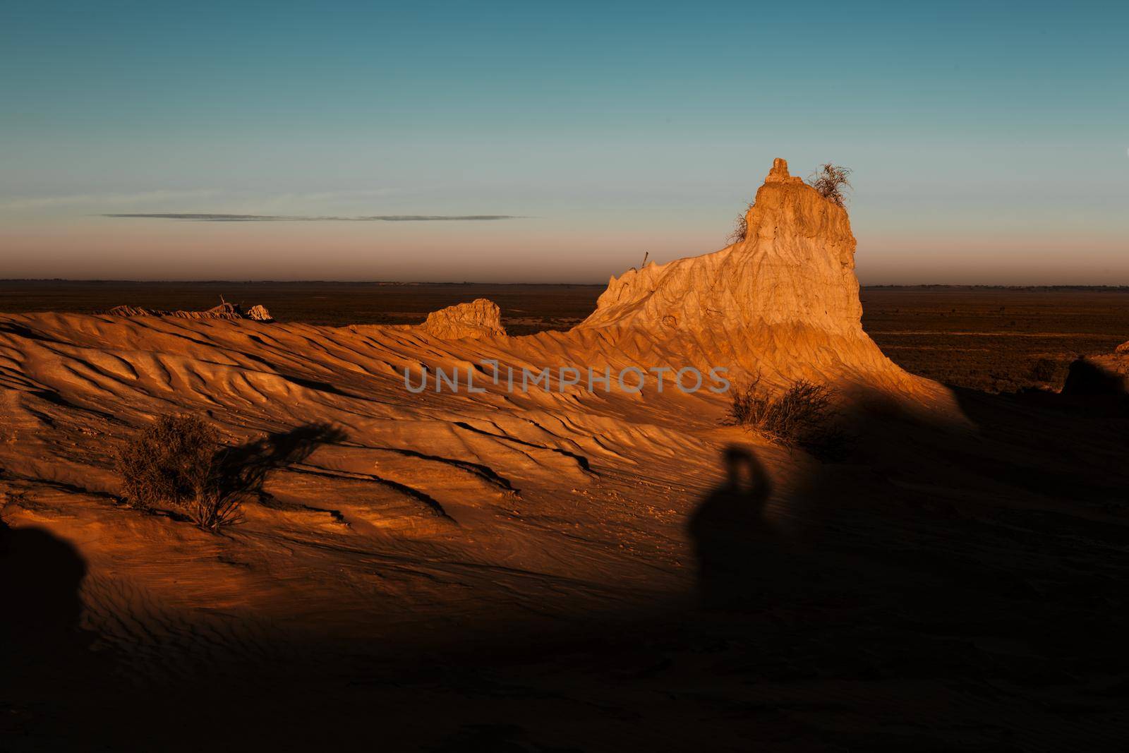 Beautful light and shadow falls across the desert landforms in outback Australia