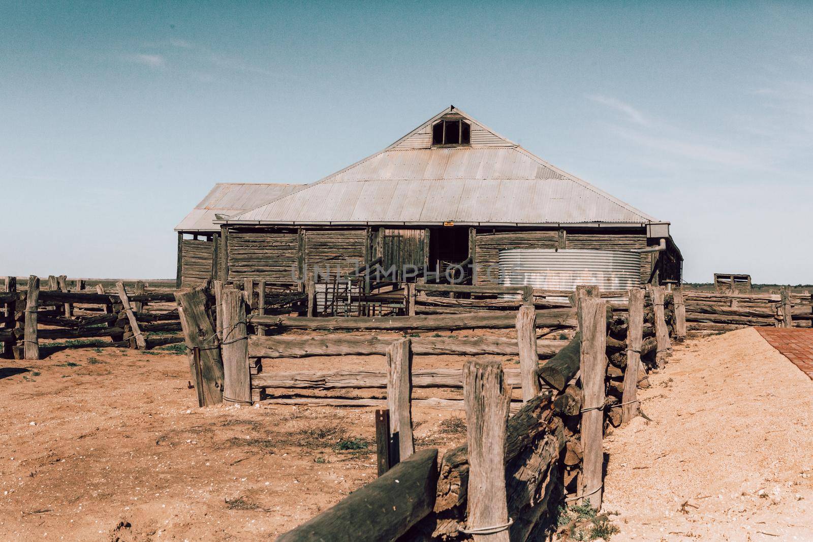 Old shearing shed and corrals in outback Australia by lovleah