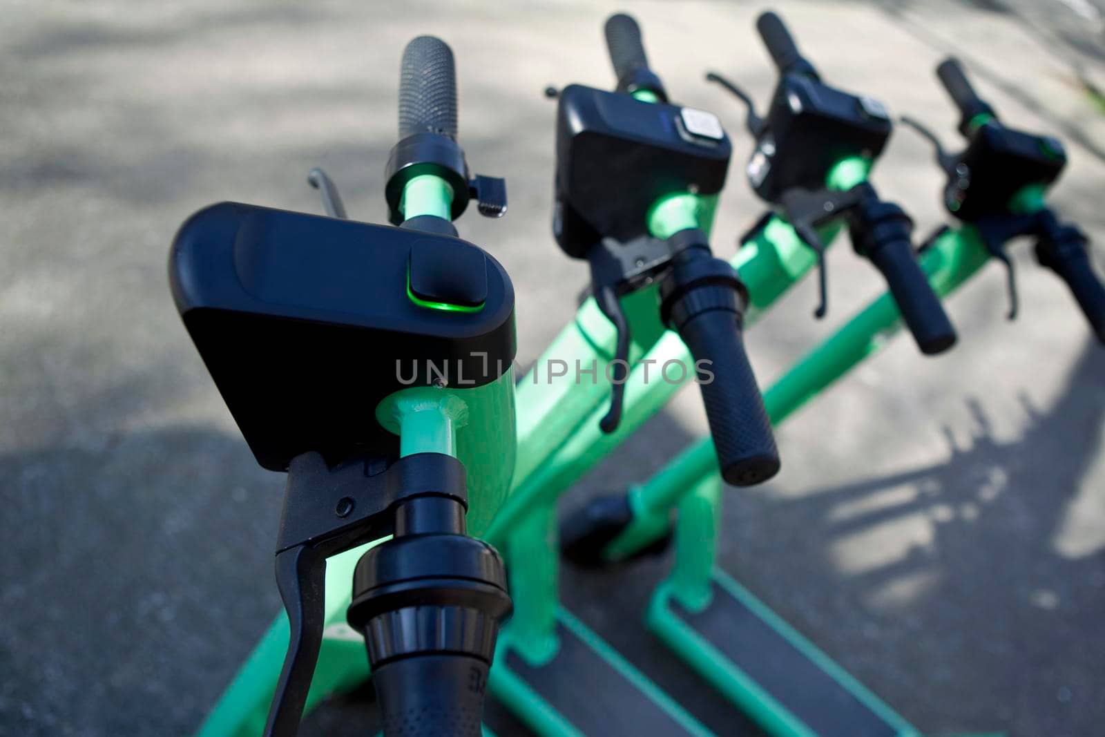 Electric scooters parked on a square in Berlin