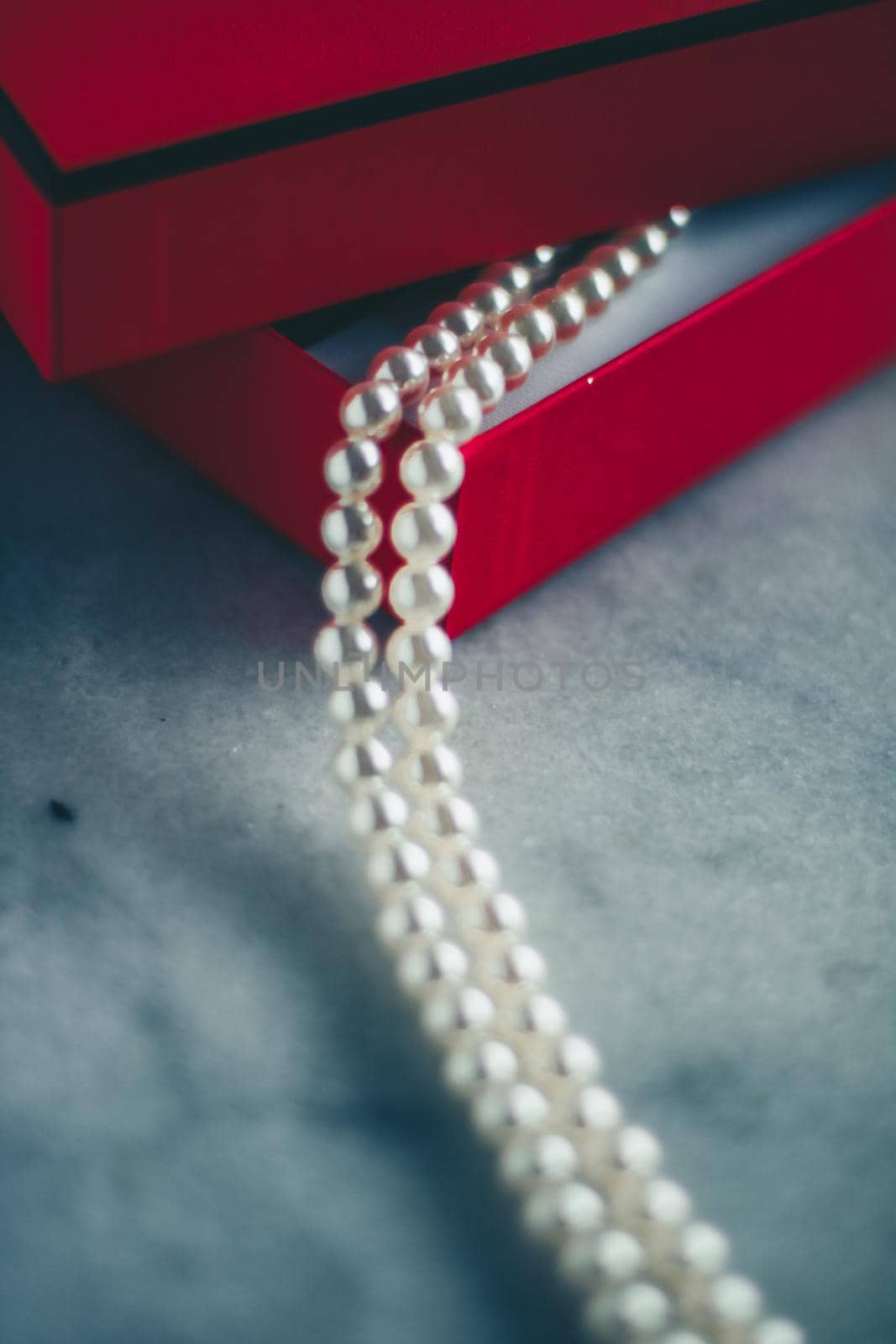 wonderful pearls in a red gift box, luxe present - jewellery and luxury gift for her styled concept by Anneleven