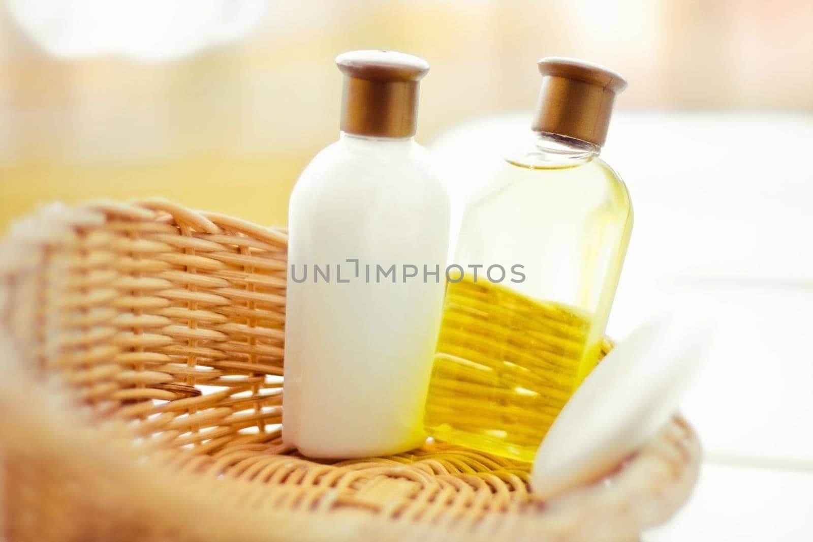 soap, shampoo, lotion cosmetic set - beauty, spa and body care styled concept by Anneleven