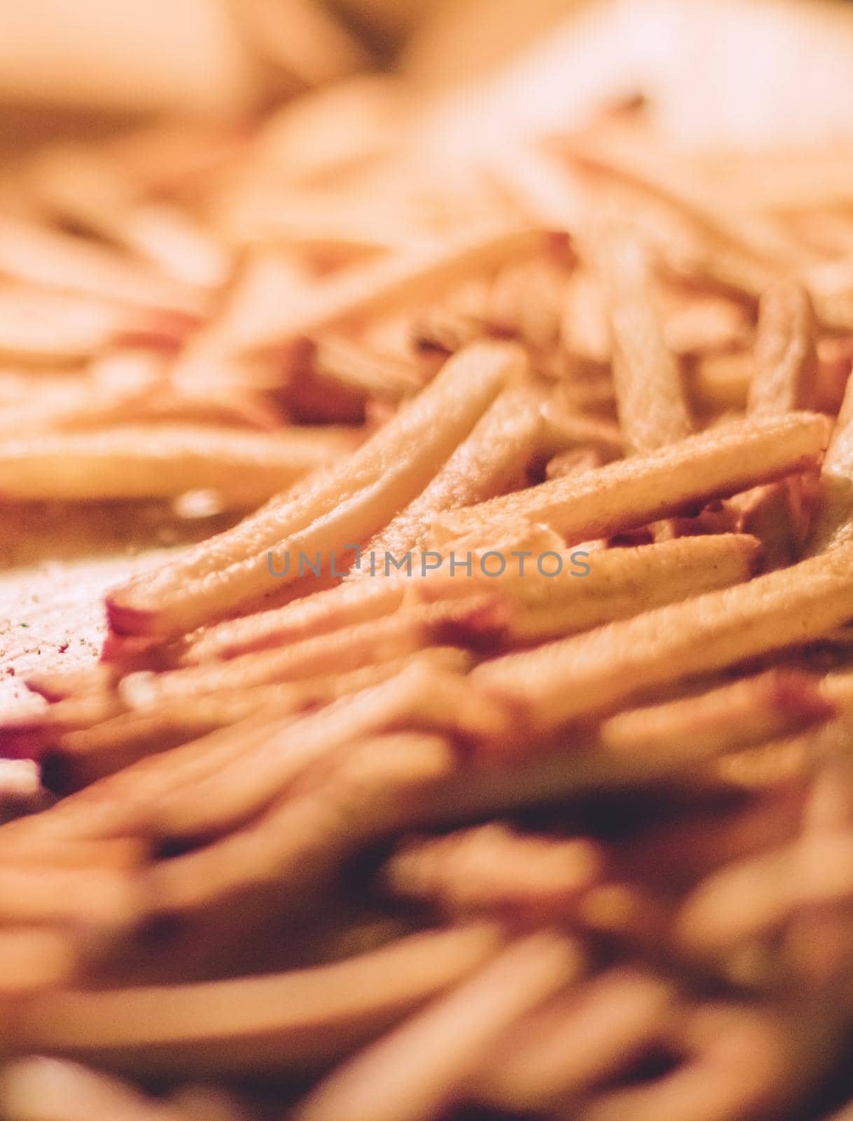 just cooked french fries in the oven - rustic food and homemade cooking styled concept, elegant visuals